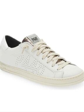 P448 John Sneakers TAV White Leather Lace Up Perforated Women's Sz 9.5 US 40 EU